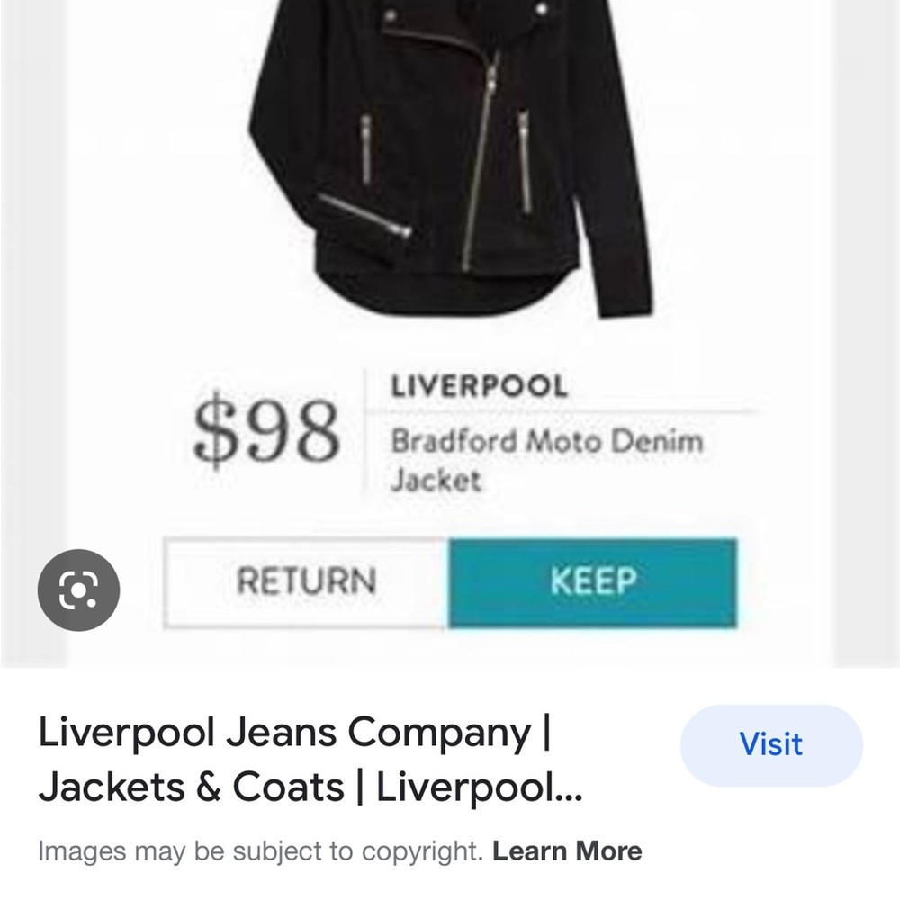 Liverpool Black Moto Jean Jacket with Silver Hardware - Picture 2 of 5